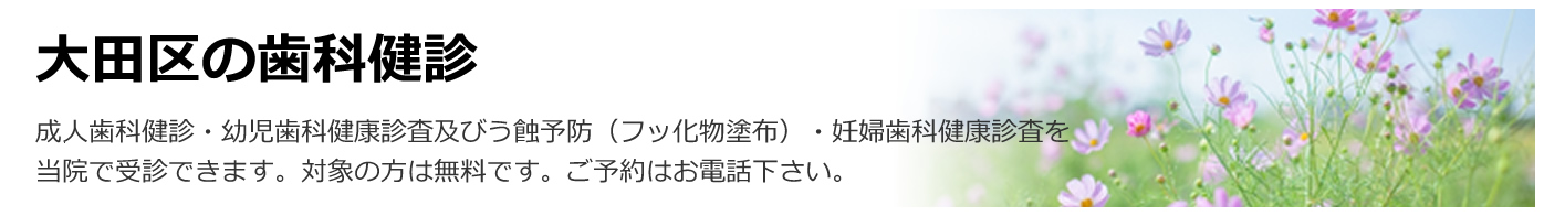 大田区の歯科健診／成人歯科健診・幼児歯科健康診査・妊産婦歯科健康診査を実施しています